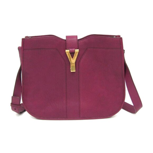 YVES SAINT LAURENT Purple Leather Shoulder Bag - Picture 1 of 13